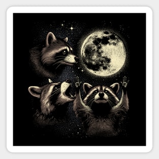 Moonlit Raccoon Trio Magnet
